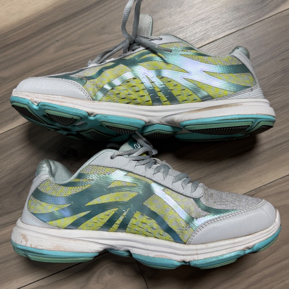 Ryka Devo Plus 3 Womens Walking Shoes Gray Yellow Iridescent Sneakers Size 9M